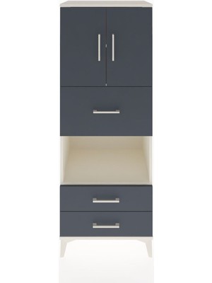 Hyperion Dolap 3 Raflı 3 Çekmeceli 2 Kapaklı 60X44X163 Aytaşı-Antrasit