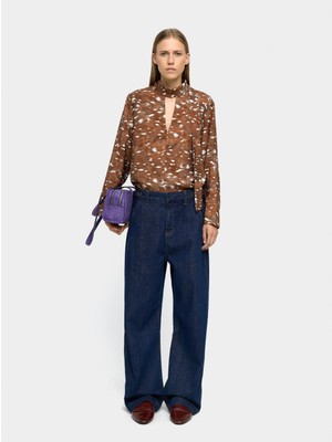 Uzun Kollu Desenli Bluz