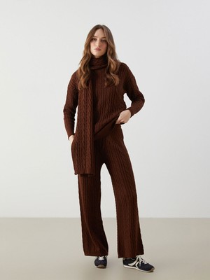 Lc Waikiki Yeni Sezon Beli Lastikli Kendinden Desenli Kadın Triko Pantolon