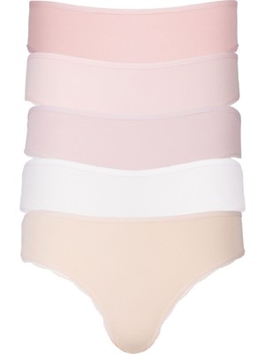 Kadın Külot 5 Li Paket Brazillian Pamuklu Likralı Vanilya