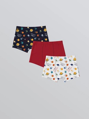 Baskılı Erkek Çocuk Boxer 3'lü  (W5)