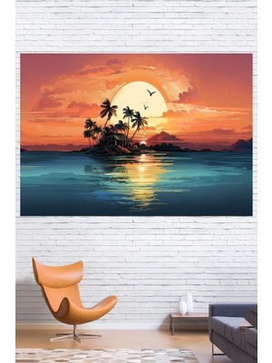 Harika Ada Manzası Duvar Örtüsü Duvar Halısı Wall Tapestry