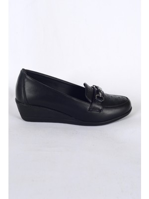 Pierre Cardin 54948 Siyah Kadın Toka Detaylı Dolgu Topuk Rahat Taban Ayakkabı