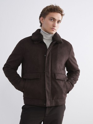 Lc Waikiki Yeni Sezon Standart Kalıp Gömlek Yaka Süet Erkek Mont