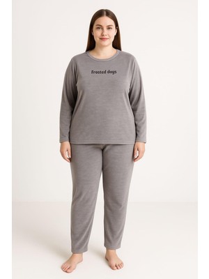 Pemilo Kadın 13213-2653 Büyük Beden Kadife Pijama Takımı
