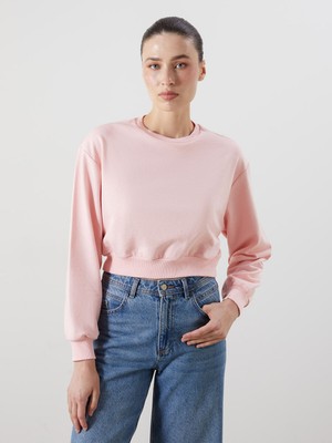 Lc Waikiki Yeni Sezon Bisiklet Yaka Crop Kadın Sweatshirt