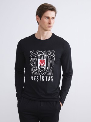 Lc Waikiki Yeni Sezon Standart Kalıp Beşiktaş Baskılı Erkek Taraftar Pijama Takımı