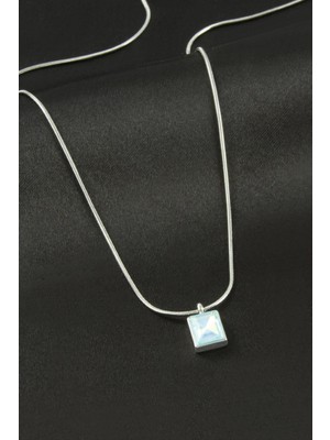 Ds-Derin Dikdörtgen Çelik Kolye-Gümüş Rengi