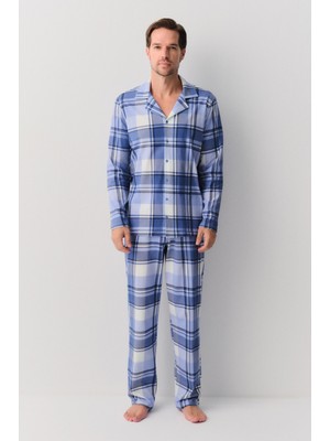 Suwen Sam Erkek Gömlek Yaka Pijama Takımı