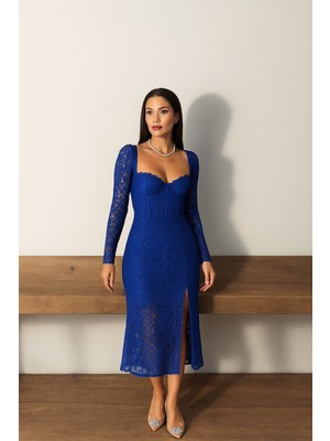 Yırtmaçlı Tül Elbise