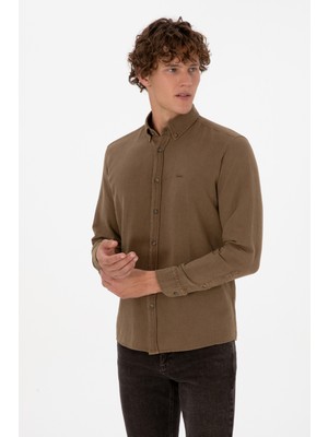 U.s. Polo Assn. Erkek Haki Gömlek Desenli 50308390-VR027