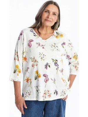 Lc Waikiki Yeni Sezon V Yaka Desenli Kadın Bluz