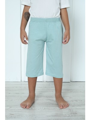 Erkek Çocuk Kapri Bermuda Pamuklu Turkuaz