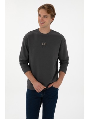 U.S. Polo Assn. Erkek Bisiklet Yaka Comfort Fit Antrasit Basic Sweatshirt 50313760-VR006