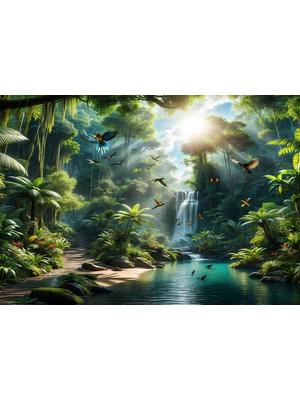 Amazon Ormanlarında Sıradan Bir Gün Duvar Örtüsü Duvar Halısı Wall Tapestry