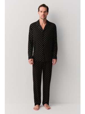 Suwen Adrian Erkek Gömlek Yaka Pijama Takımı