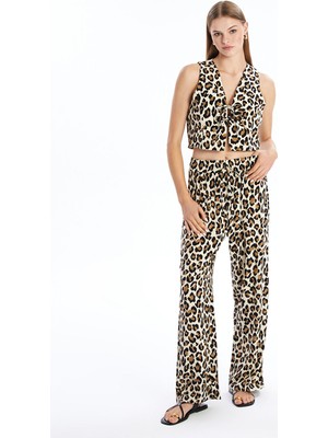 Lc Waikiki Yeni Sezon Standart Fit Leopar Desenli Kadın Pantolon