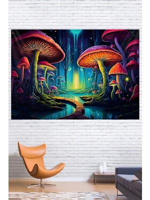 Kaliteli Kumaş , Mantar Ormanı Duvar Örtüsü Duvar Halısı Wall Tapestry
