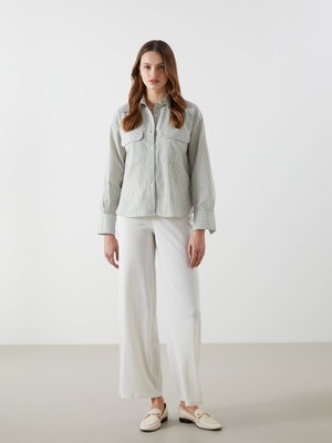 Lc Waikiki Yeni Sezon Beli Lastikli Dokulu Geniş Paça Kadın Pantolon