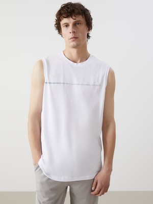 Lc Waikiki Yeni Sezon Bisiklet Yaka Baskılı Erkek Kolsuz Tişört