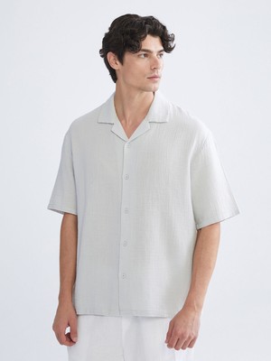 Lc Waikiki Yeni Sezon Rahat Kalıp Resort Yaka Kısa Kollu Müslin Erkek Gömlek