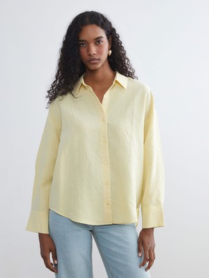 Lc Waikiki Yeni Sezon Çizgili Oversize Modal Karışımlı Kadın Gömlek