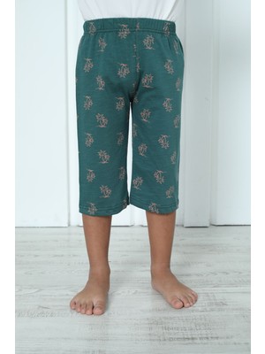 Erkek Çocuk Kapri Bermuda Pamuklu Yeşil