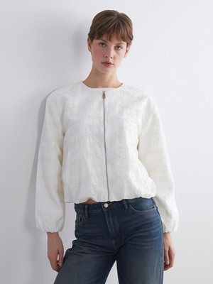 Lc Waikiki Yeni Sezon Bisiklet Yaka Nakışlı Kadın Ceket