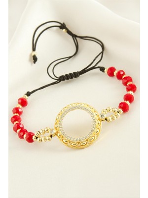 Ds-Derin Çeyrek Altın Koyulabilir Kristal Taşlı Bileklik-Siyah