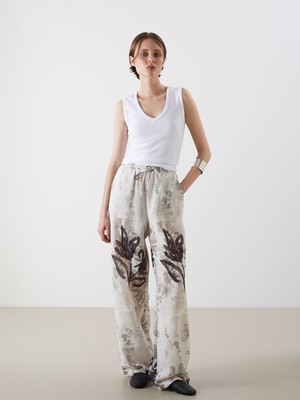 Lc Waikiki Yeni Sezon Beli Lastikli Çiçekli Geniş Paça Kadın Pantolon