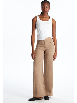 Lc Waikiki Yeni Sezon Çizgili Modal Karışımlı Kadın Pileli Pantolon