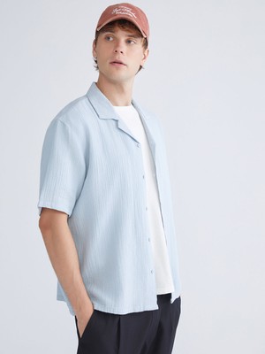 Lc Waikiki Yeni Sezon Rahat Kalıp Resort Yaka Kısa Kollu Müslin Erkek Gömlek