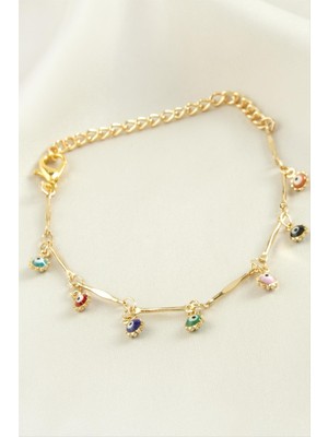 Ds-Derin Nazar Boncuk Mineli Bileklik-Renkli