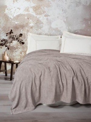 Embrova Şönil Çift Kişilik Yatak Örtüsü/pike Takımı Loom Bej