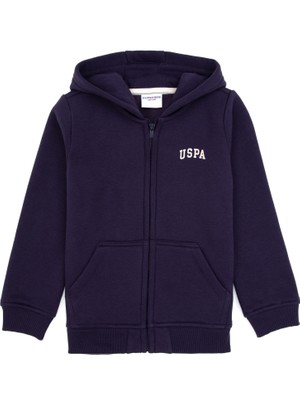 U.S. Polo Assn. Erkek Çocuk Mürdüm Fermuarlı Kapüşonlu Sweatshirt 50313852-VR074