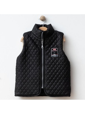 Bebolly Içi Polarlı Fermuarlı Erkek Şişme Yelek Baklava Desenli