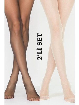 Süper Ince Ikili Hayalet Kilotlu Çorap ( Vanilya Ten ve Siyah Renkli)