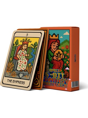 Spelt 78 Kartlı 8-Bit Fantasy Deck 5,9 x 9,2 cm Klasik Mini Tarot Destesi Tarot Kartları