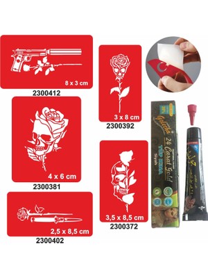 Kurukafa Gül Desenleri Hint Kınası ile Geçici Dövme Yapma Seti