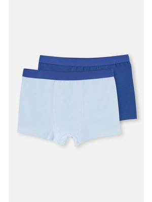 Mavi 2'li Erkek Çocuk Pamuklu Boxer