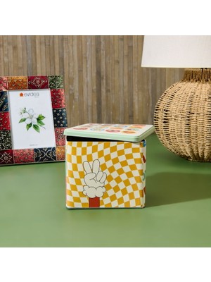 Baskılı Kare Kutu - Renkli - 14 cm