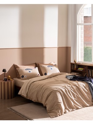 Madame Coco Ruben Tek Kişilik %100 Pamuk Ranforce Baskılı Nevresim Takımı - Bej