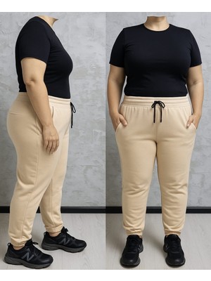 BSBYN-2310 Büyük Beden Kemer Paça Ribana Bayan Eşofman