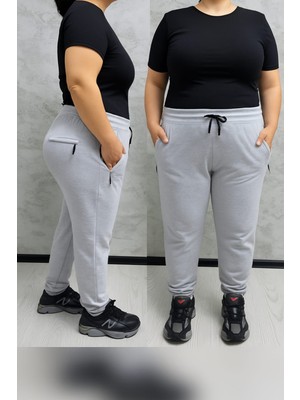 BSBYN-2310 Büyük Beden Kemer Paça Ribana Bayan Eşofman