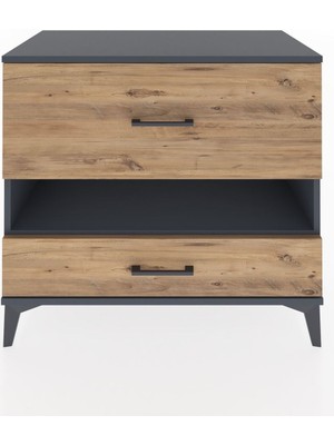 Hyperion Şifonyer Tek Raflı 2 Çekmeceli 88X44X80 Antrasit-Çam