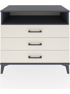 Hyperion Şifonyer Tek Raflı 3 Çekmeceli 88X44X80 Antrasit-Aytaşı