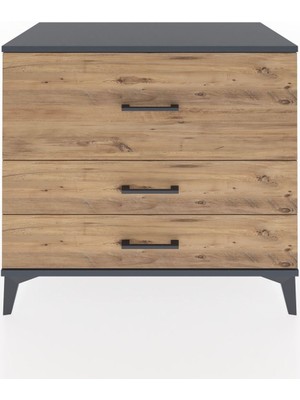 Hyperion Şifonyer 3 Çekmeceli 88X44X80 Antrasit-Çam