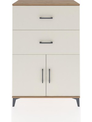 Hyperion Dolap Tek Raflı 2 Çekmeceli 2 Kapaklı 88X44X134 Çam-Aytaşı