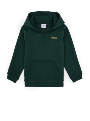 U.S. Polo Assn. Erkek Çocuk Koyu Yeşil Basic Kapüşonlu Sweatshirt 50313808-VR079