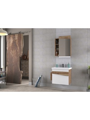 Pierre Cardin Biani Lapse 65CM Beyaz Banyo Dolabı (Ayna,lavabo,alt Dolap)